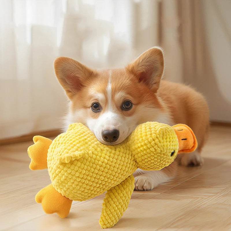 Yellow Duck Dog Plush Toy Molar Chew Toy Bite Resistant Puppy Self Play Relieve Boredom Interactive Pet Toy for Small Dogs