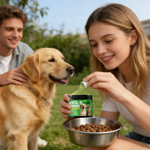 Dog Tooth Powder 150G Bad Breath Remover Freshener Dog Teeth Care Powder for Puppy Cats Pets Brushing Grooming Bathing Washing