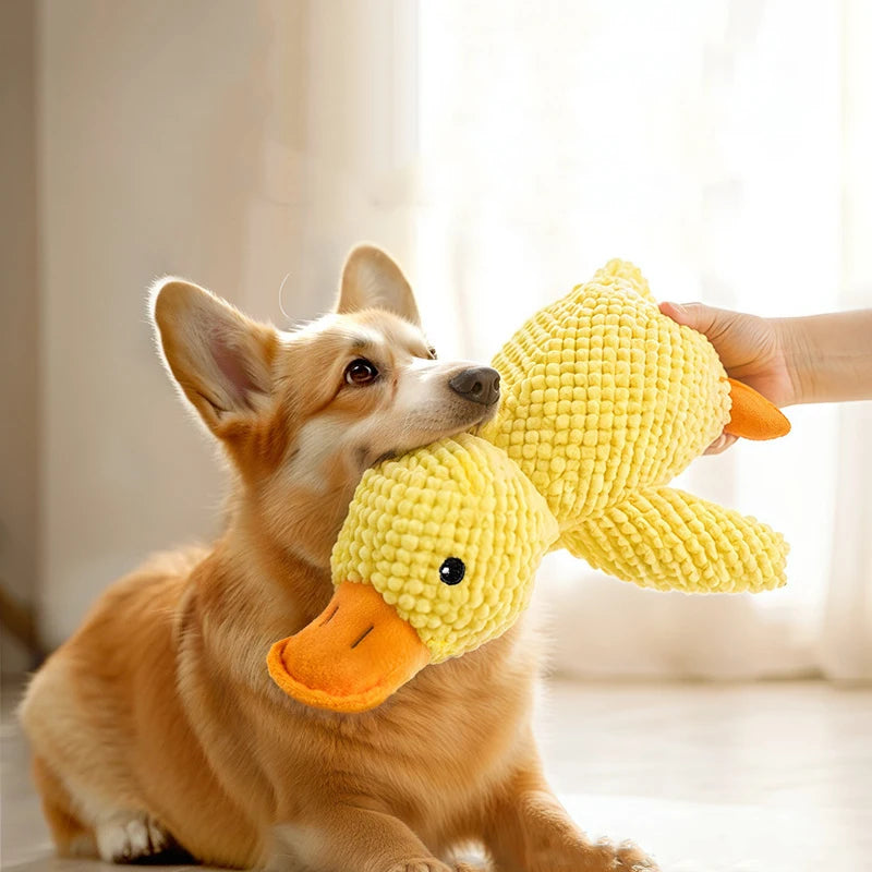 Yellow Duck Dog Plush Toy Molar Chew Toy Bite Resistant Puppy Self Play Relieve Boredom Interactive Pet Toy for Small Dogs