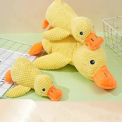 Yellow Duck Dog Plush Toy Molar Chew Toy Bite Resistant Puppy Self Play Relieve Boredom Interactive Pet Toy for Small Dogs