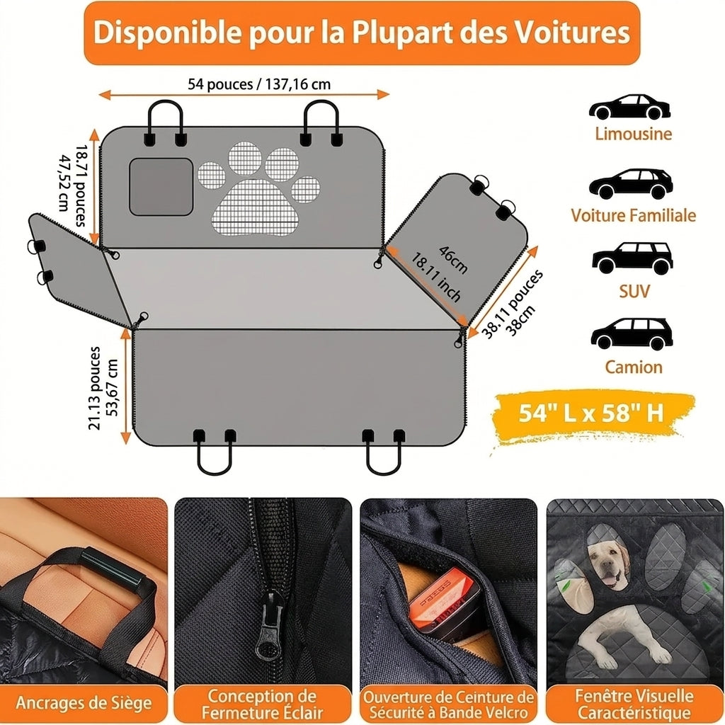 Housse de siège auto universelle 100% imperméable pour animaux