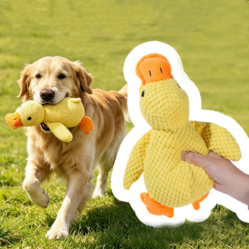 Yellow Duck Dog Plush Toy Molar Chew Toy Bite Resistant Puppy Self Play Relieve Boredom Interactive Pet Toy for Small Dogs